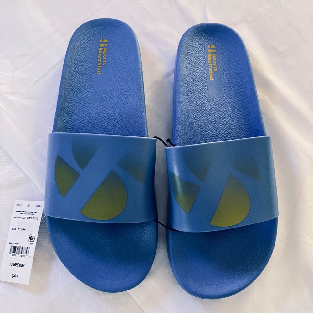 Men’s Size 13 Slides/Sandals. Blue/Green Sports Illustrated Brand NWT